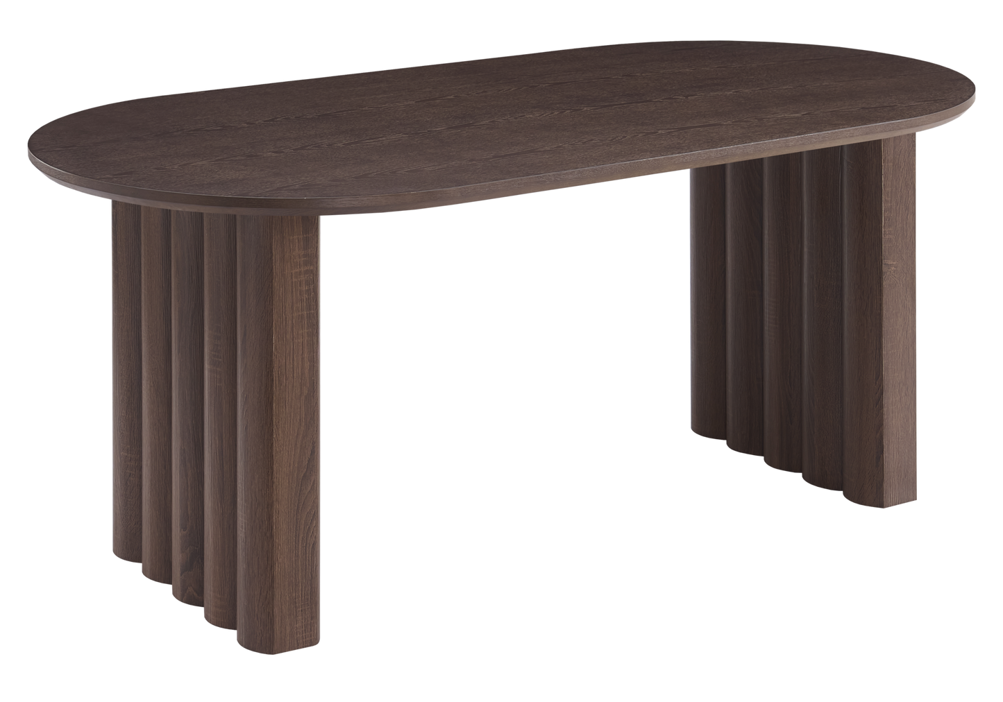 Table à manger ovale bois noyer cannelé - Sola