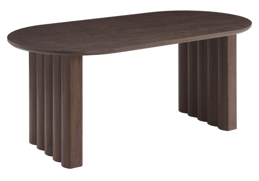 Table à manger ovale bois noyer cannelé - Sola
