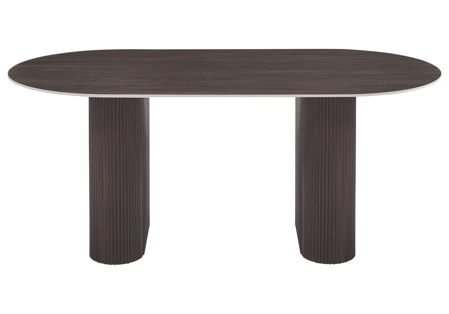 Table à manger ovale céramique effet bois noyer - Serena
