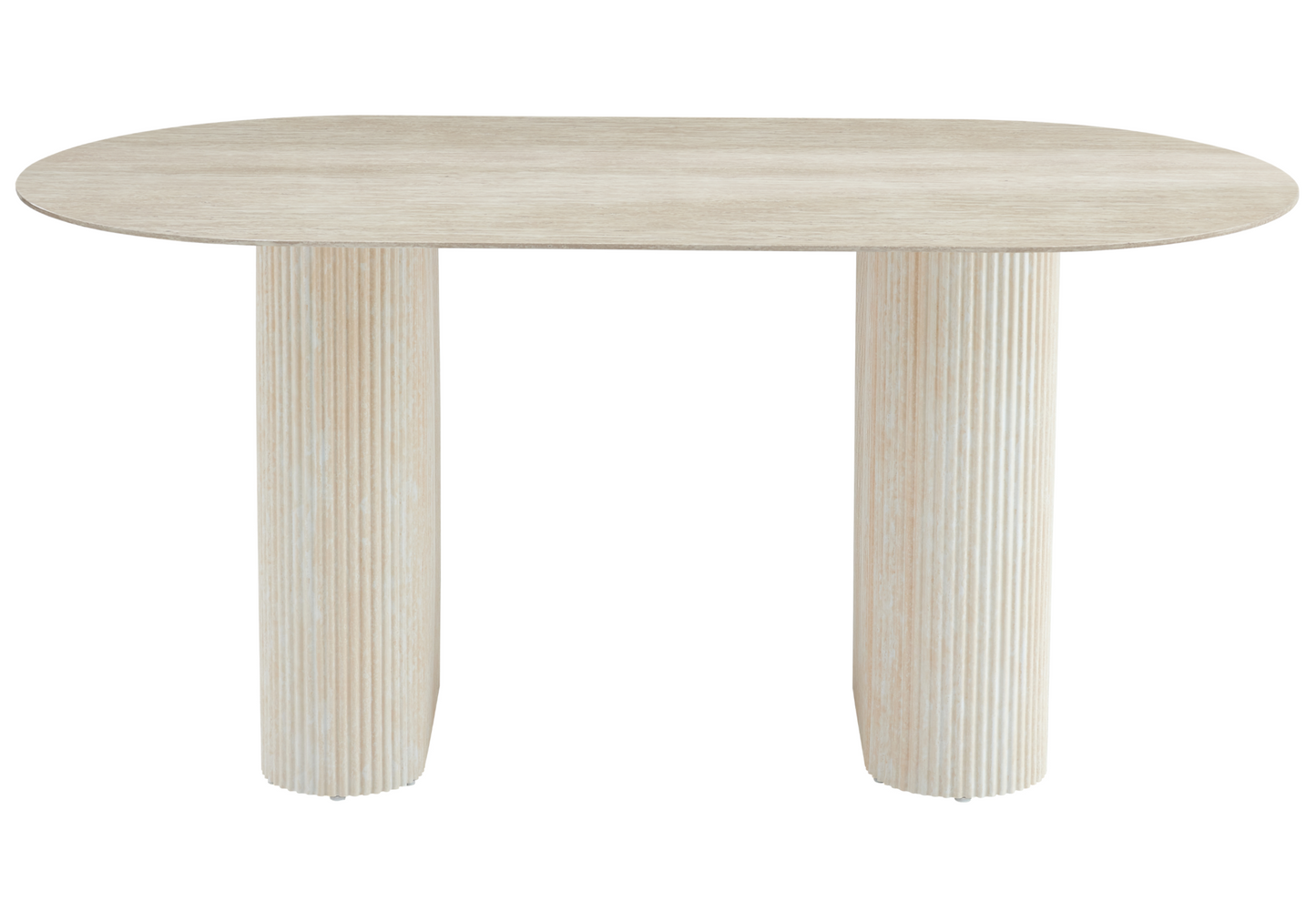 Table à manger ovale effet travertin minéral - Serena