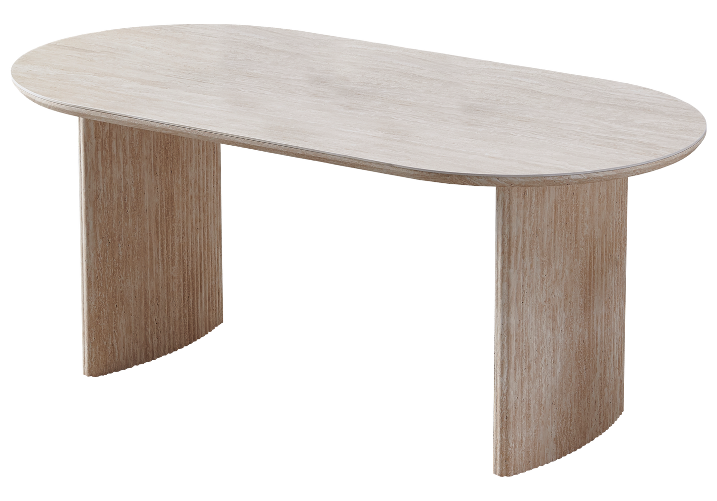 Ensemble table ovale travertin et chaises – Kara