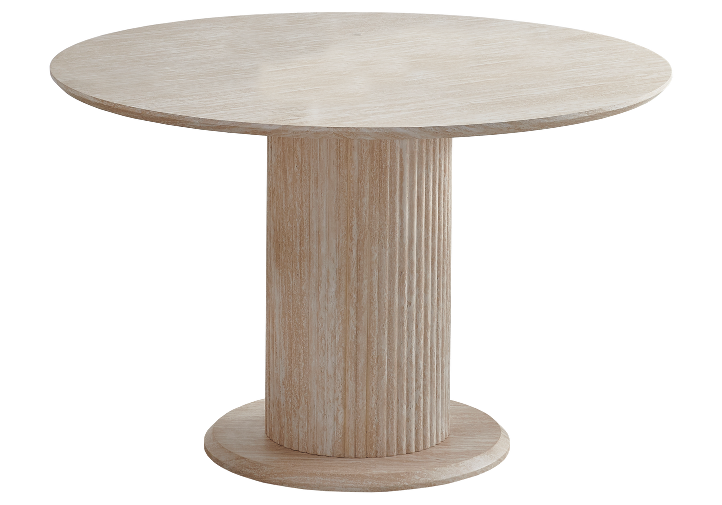 Ensemble table ronde travertin et 4 chaises – Inaya