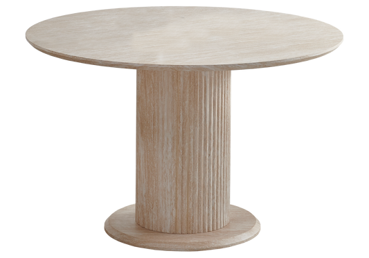 Ensemble table ronde travertin et 4 chaises – Inaya