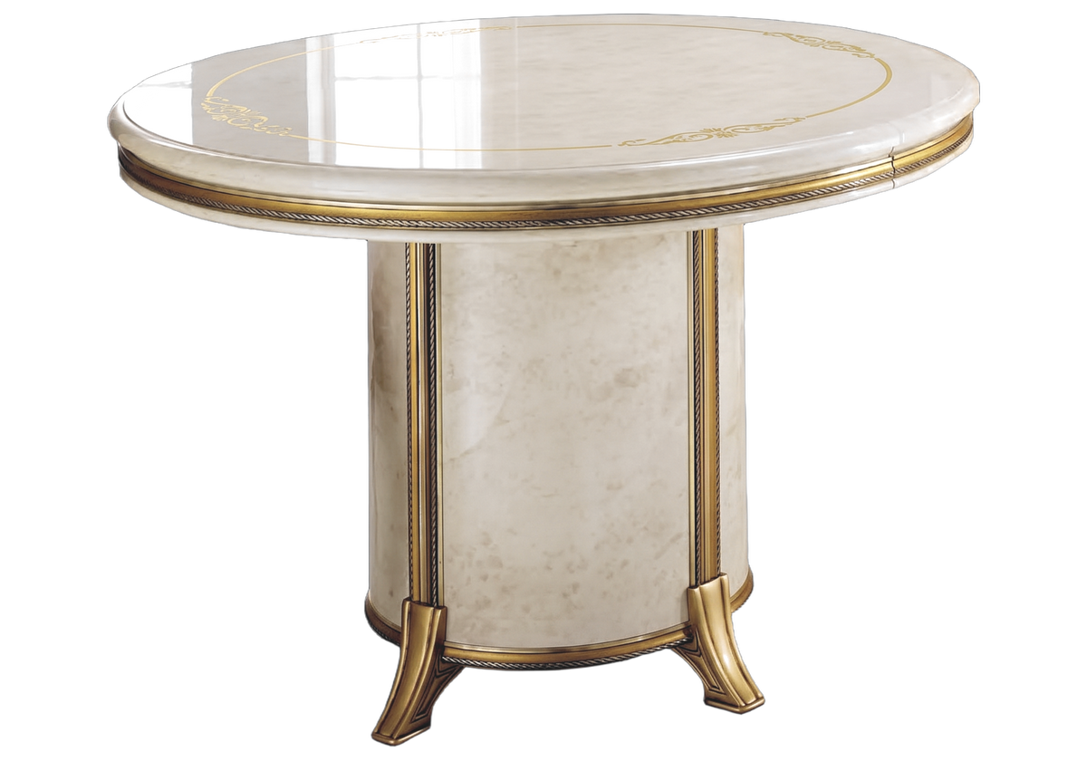 Table à manger ronde extensible 118-158 marbre ivoire et or - Melodia
