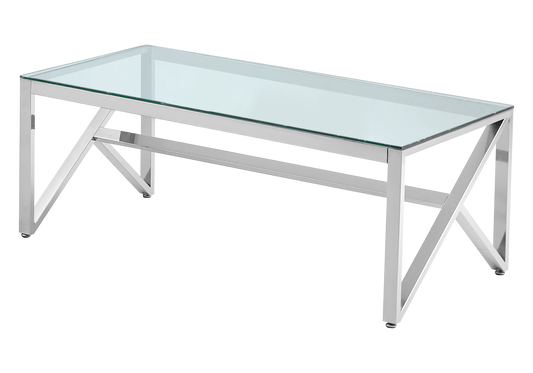 Table basse argentée en verre – Jessy