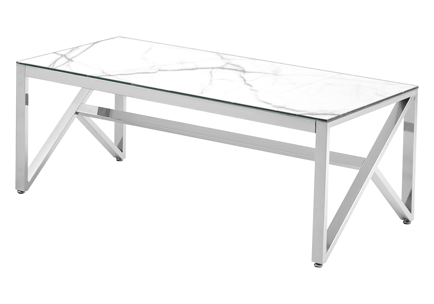 Table basse argentée marbre blanc – Jessy