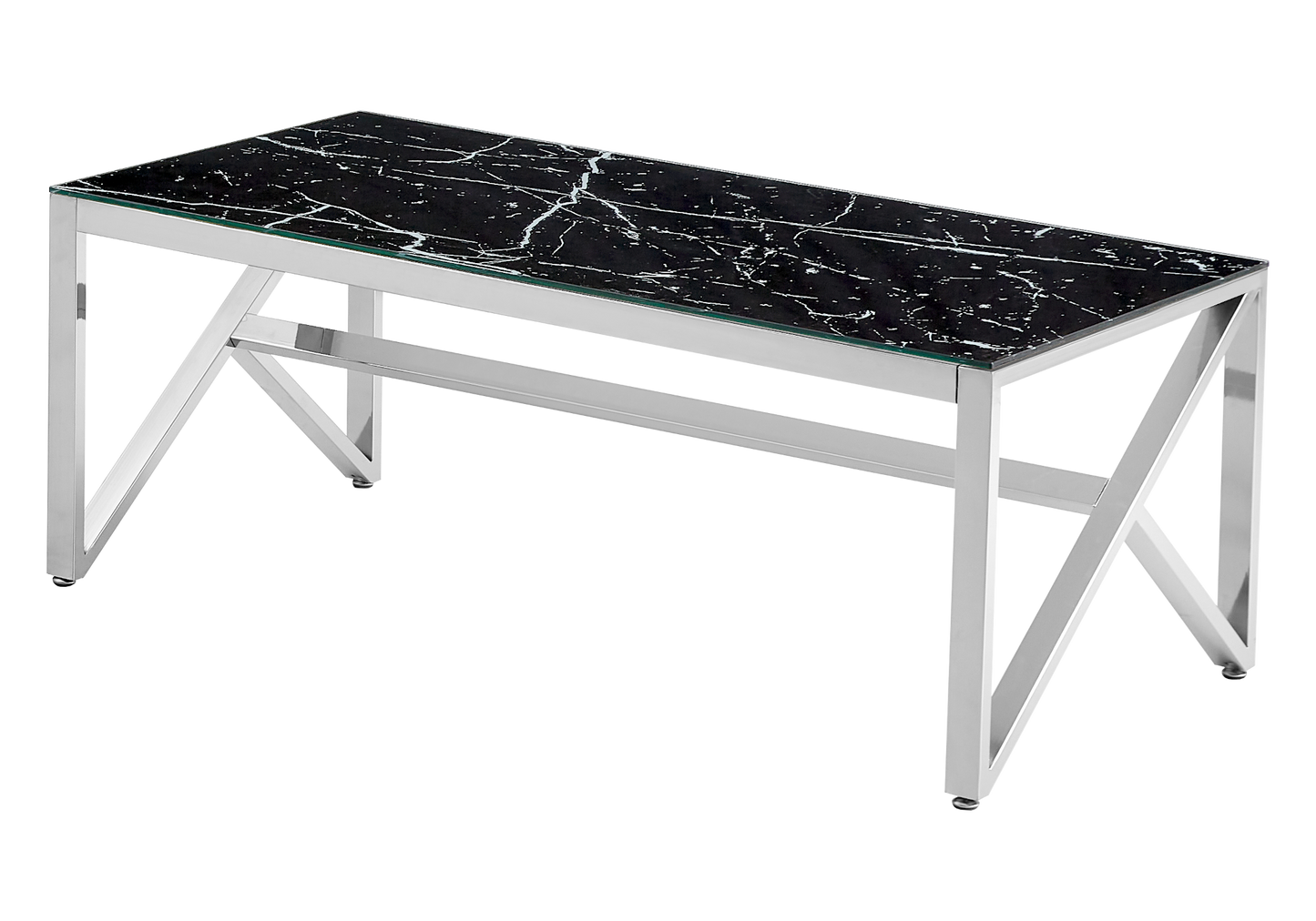 Table basse argentée marbre noir – Jessy