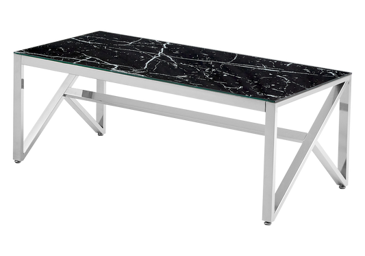 Table basse argentée marbre noir – Jessy