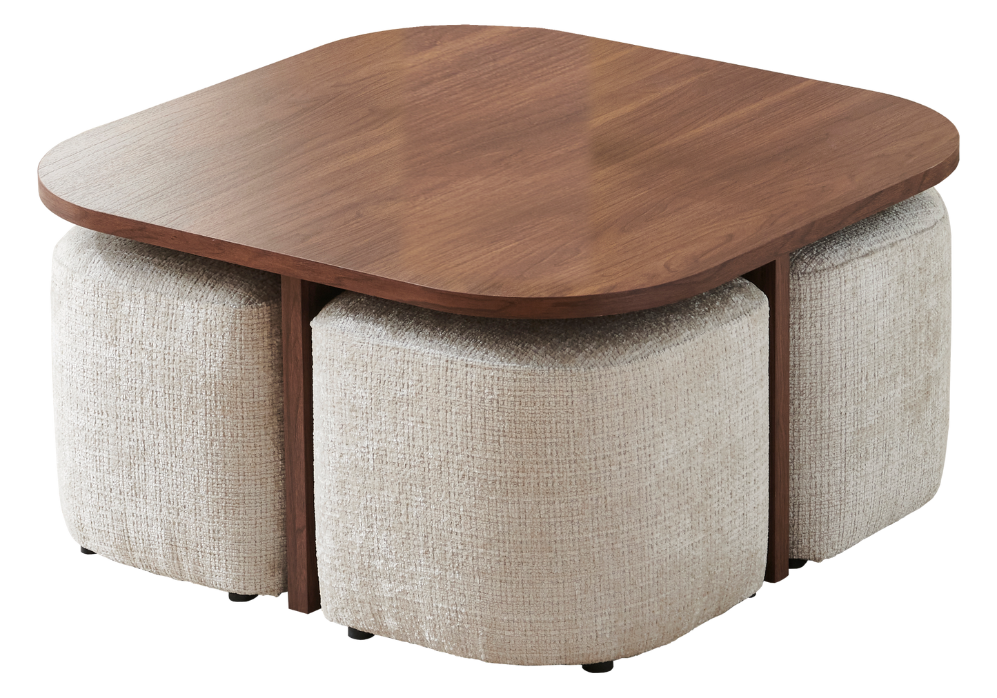 Table basse avec poufs gain de place – Mira
