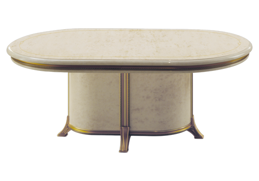 Table basse de salon ovale 140x80 marbre ivoire et or - Melodia