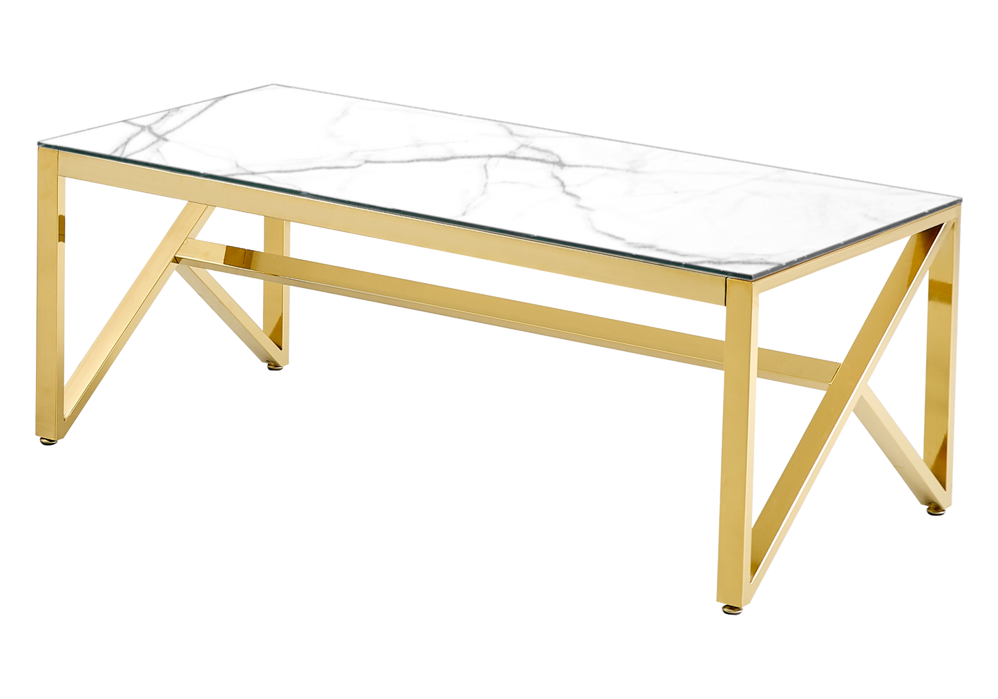 Table basse dorée marbre blanc – Jessy