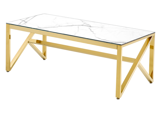 Table basse dorée marbre blanc – Jessy