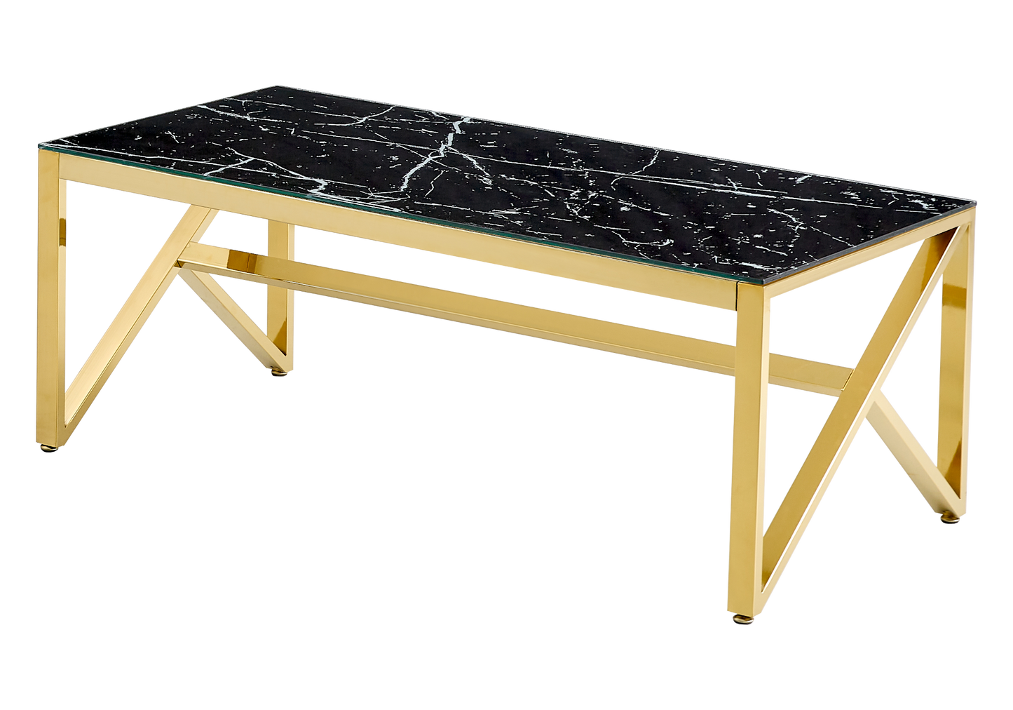 Table basse dorée marbre noir – Jessy