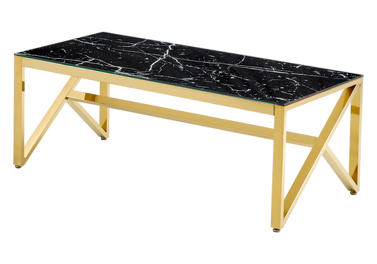 Table basse dorée marbre noir – Jessy