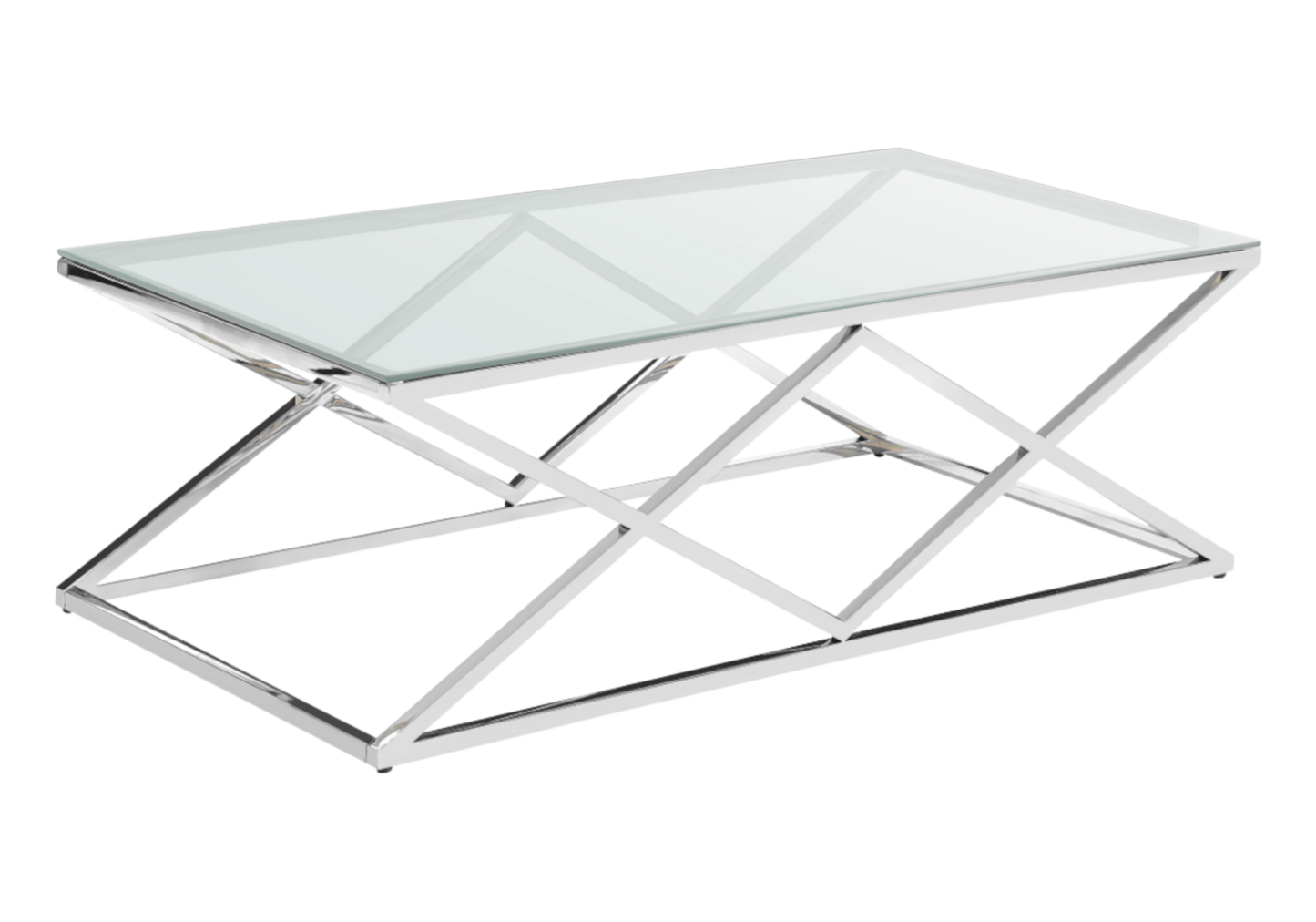 Table basse en verre transparent et pied argent - Erly