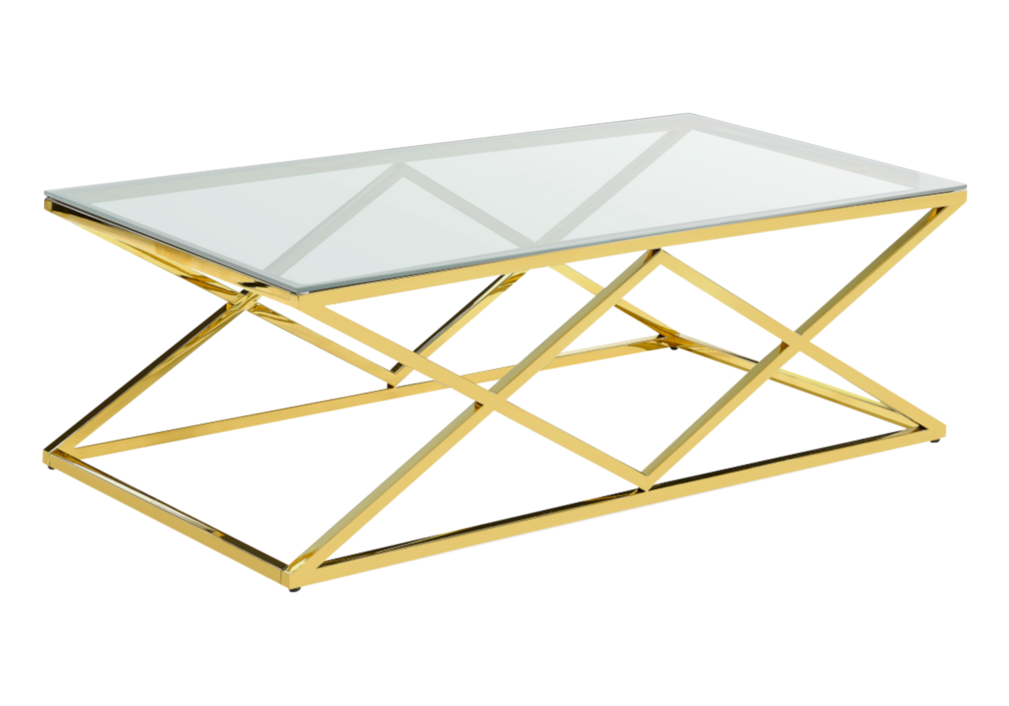 Table basse en verre transparent et pied doré - Erly