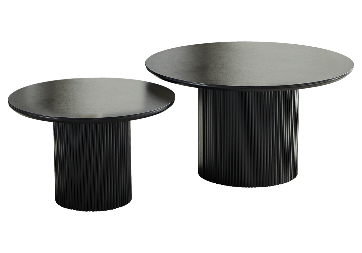 Table basse gigogne céramique noire cannelée – Kara