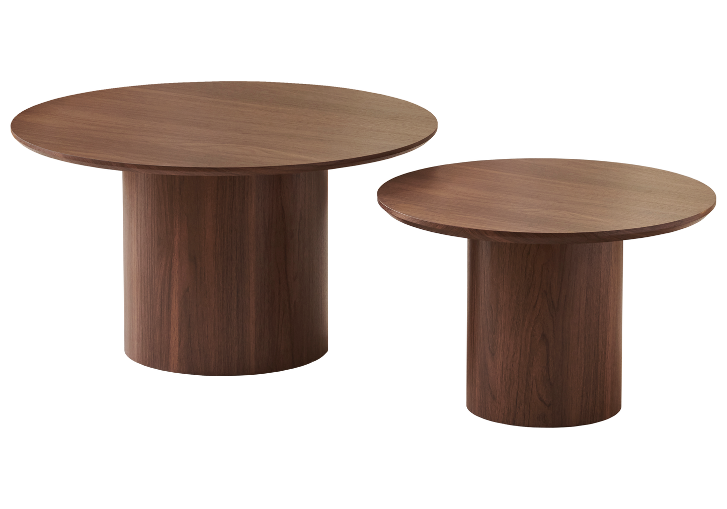 Table basse gigogne ronde bois noyer – Alba