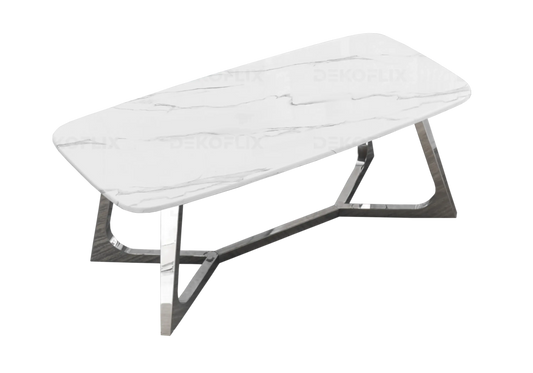 Table basse marbre blanc argent – Gaya