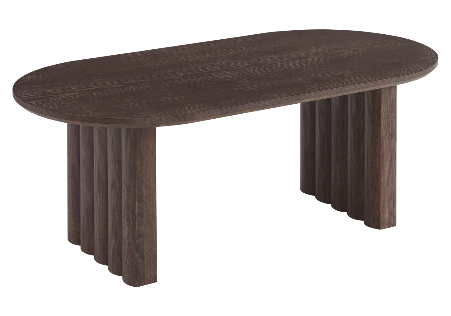 Table basse ovale bois noyer cannelé - Sola