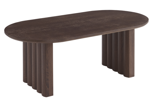 Table basse ovale bois noyer cannelé - Sola