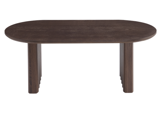 Table basse ovale bois noyer cannelé - Sola