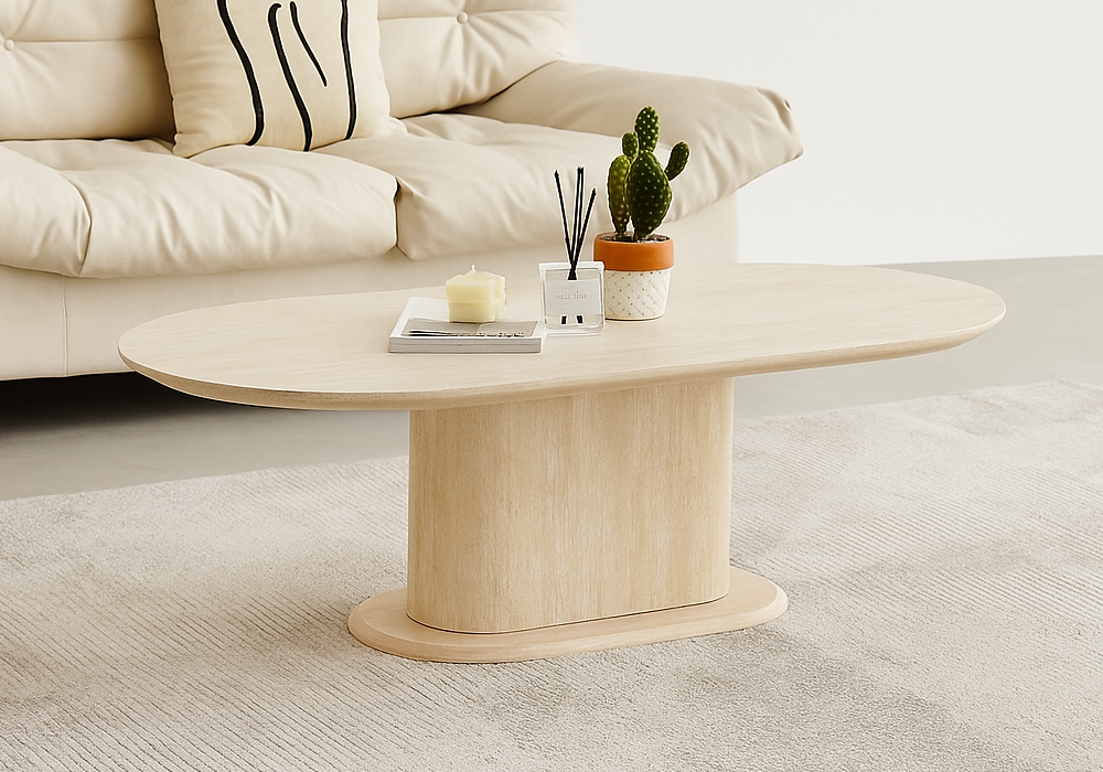 Table basse ovale effet travertin – Inaya