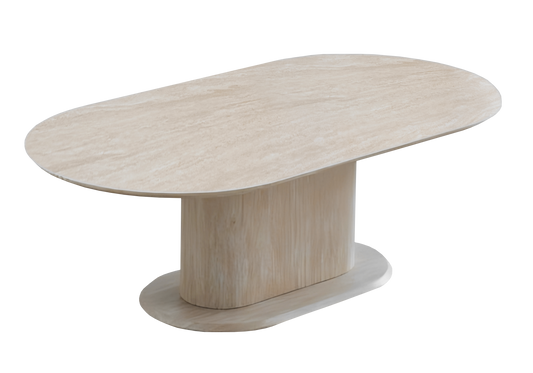 Table basse ovale effet travertin – Inaya