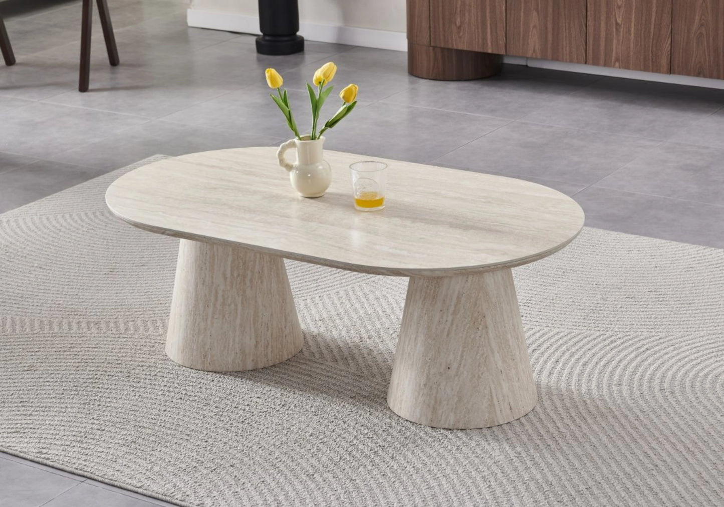 Table basse ovale travertin naturel - MONZA