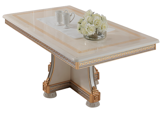 Table basse rectangulaire italienne blanc laqué et doré - Liberty