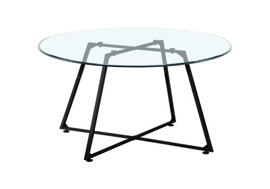 Table basse ronde verre trempé pieds noirs – Gina