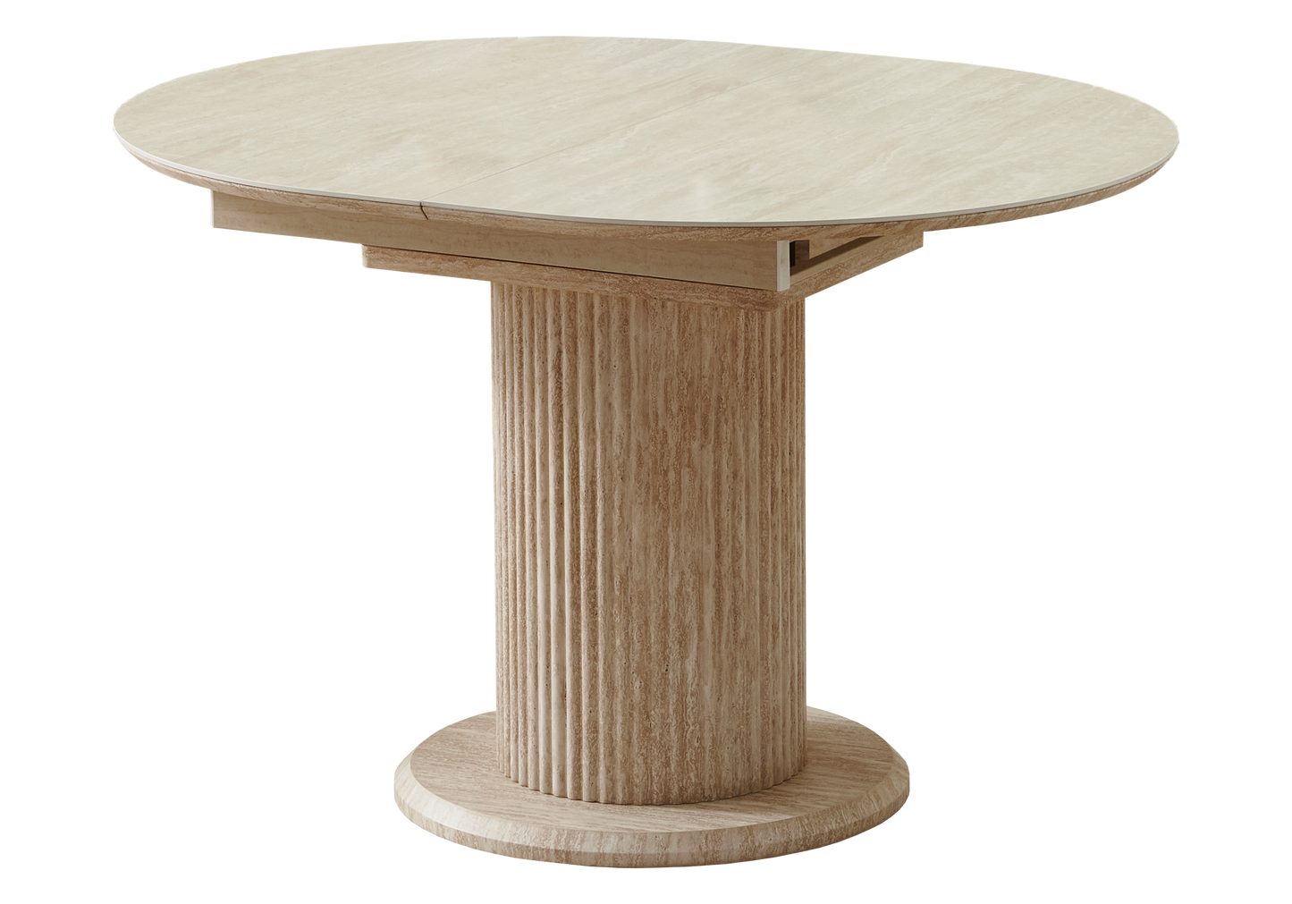 Ensemble table à manger extensible travertin et 4 chaises - Leon