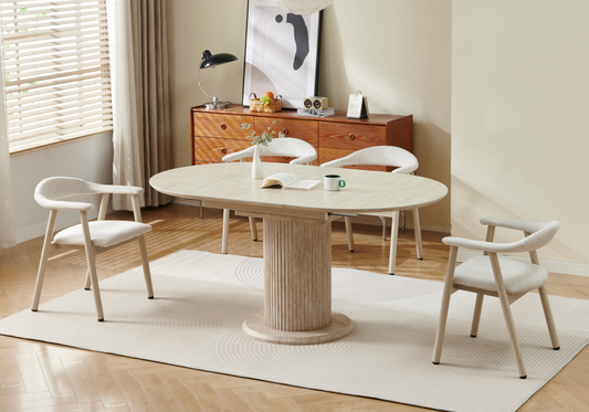 Table à manger extensible céramique travertin - Leon
