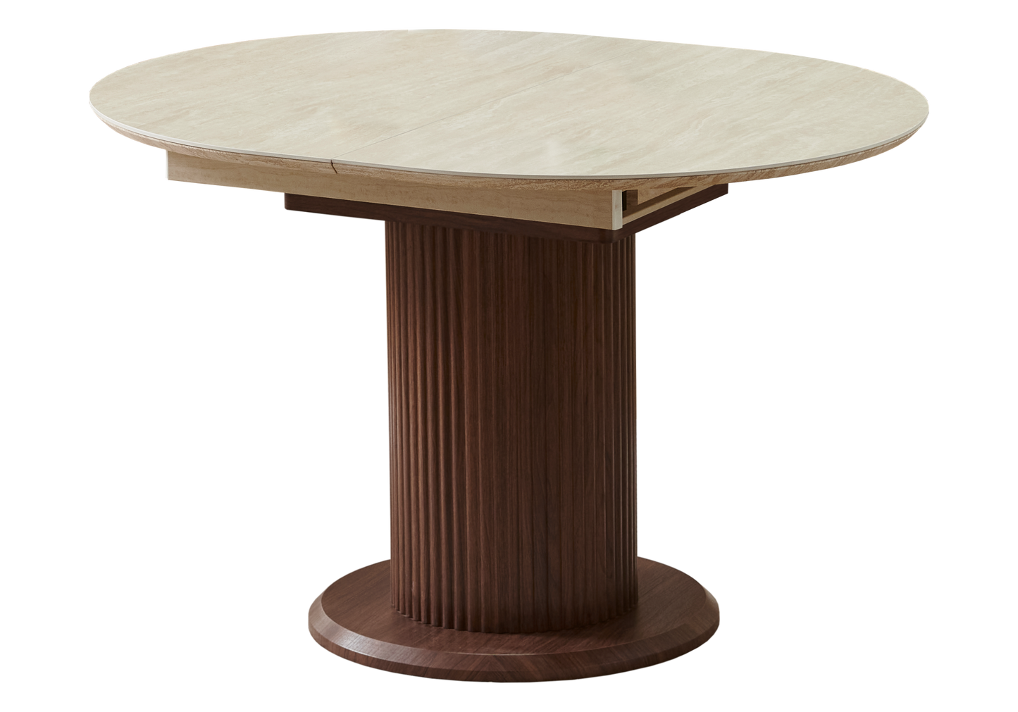 Ensemble table à manger extensible noyer et 4 chaises - Leon