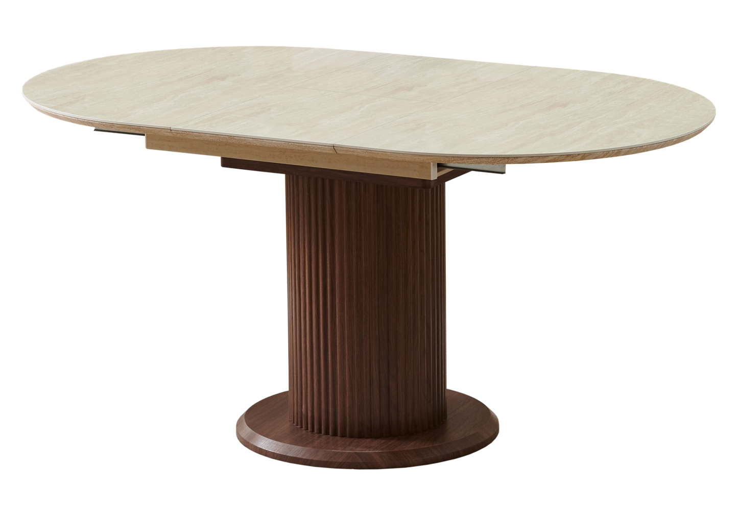 Ensemble table à manger extensible noyer et 4 chaises - Leon