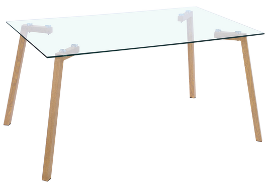 Table à manger verre trempé pieds bois – Gina