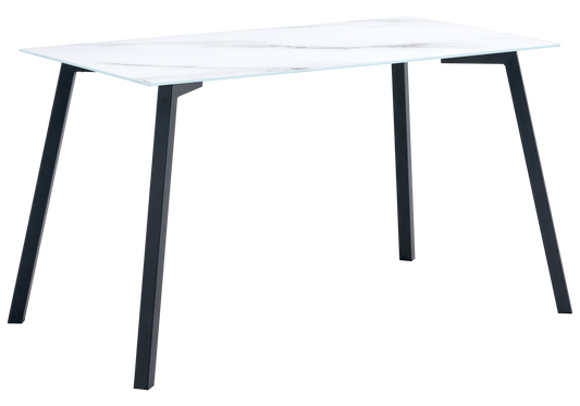Table à manger marbre blanc pieds noir – Gina