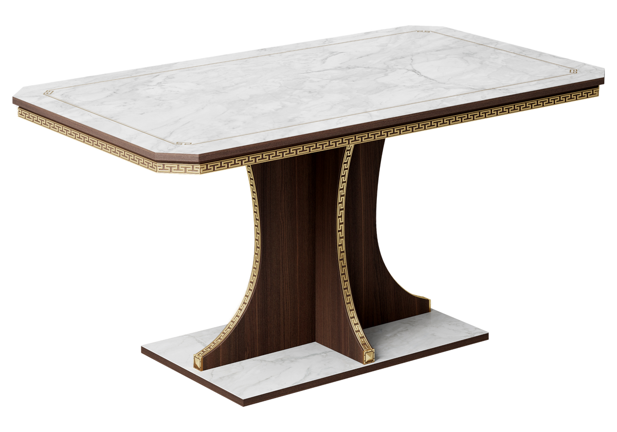 Table à manger fixe 160 x 90 cm noyer et or - Romantica