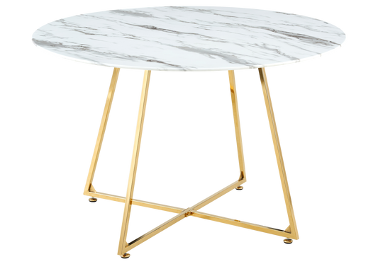 Table ronde marbre blanc pieds dorés – Gina
