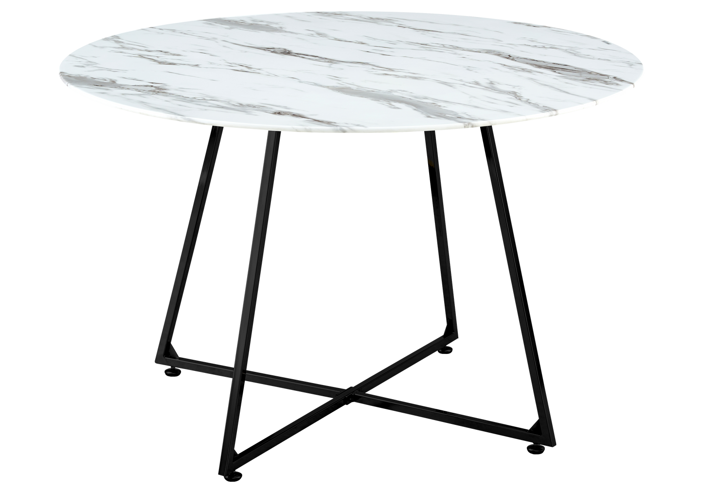 Table ronde marbre blanc pieds noirs – Gina