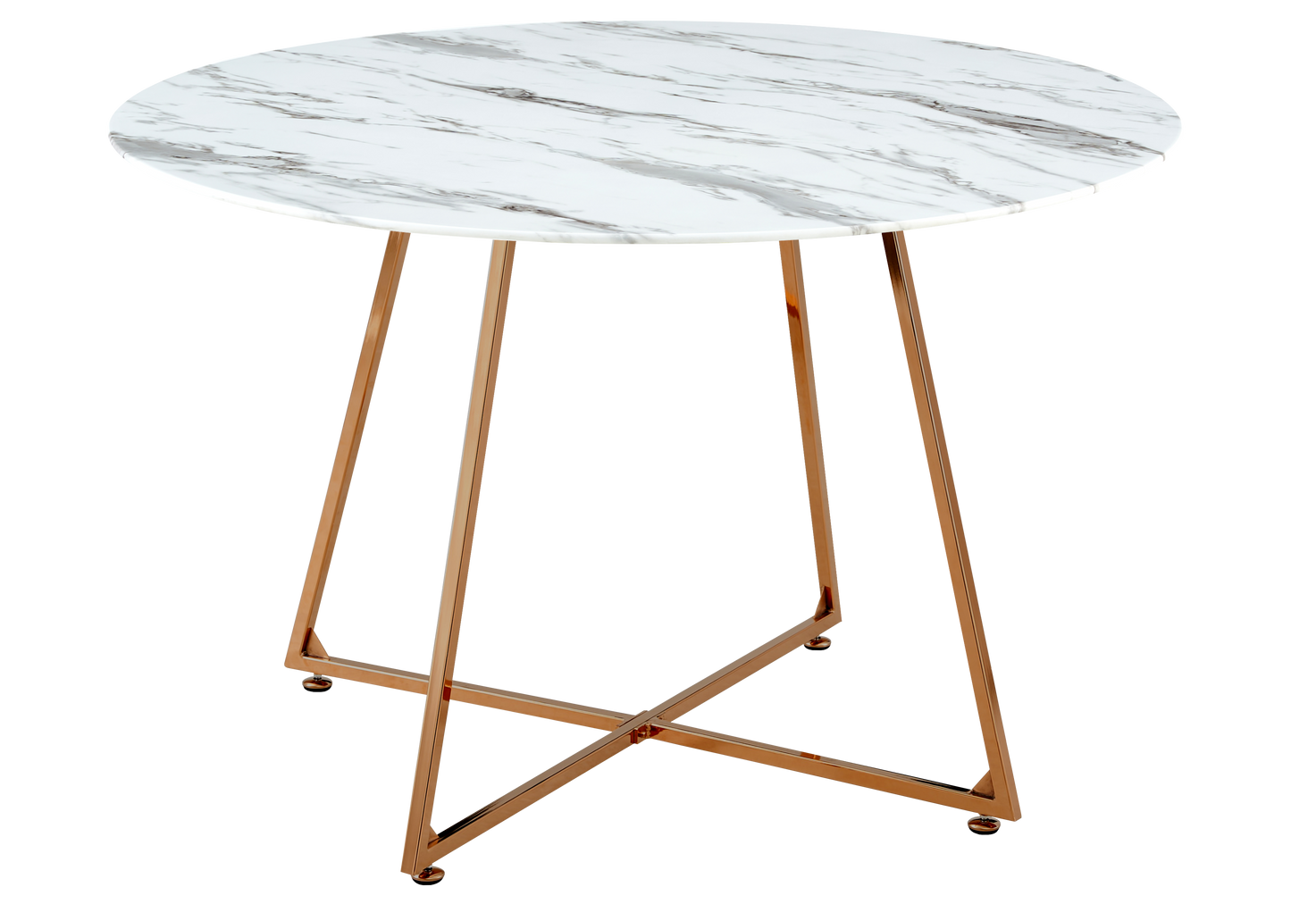 Table ronde marbre blanc pieds or rose – Gina