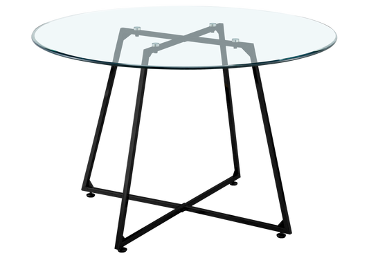 Table ronde verre trempé pieds noirs – Gina