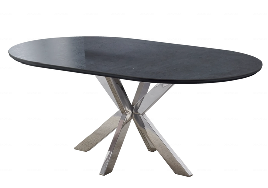 Table à manger argentée céramique noire OTHO - DEKOFLIX