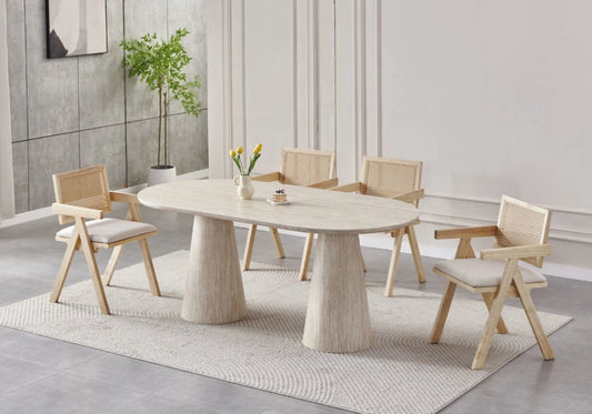 Table à manger ovale travertin naturel - MONZA
