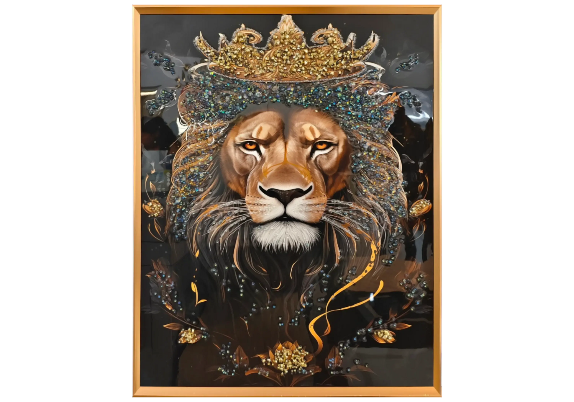 Tableau décoratif roi lion cristaux doré – AZAR Galerie du Mobilier