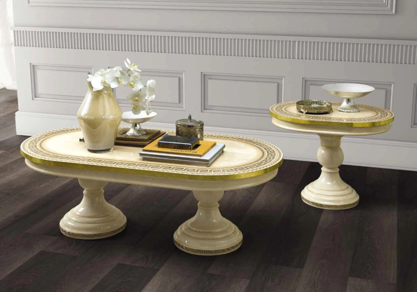 Espace TV baroque ivoire et or versace – IMPERIA