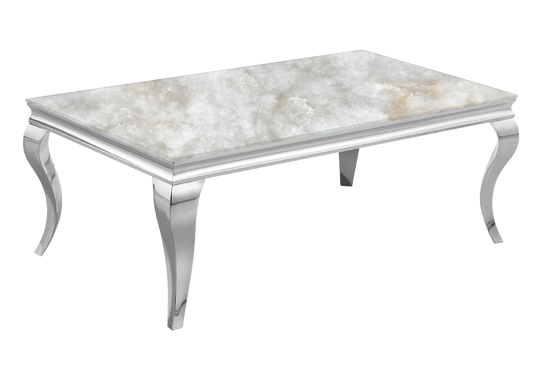 Table basse rectangulaire marbre beige argent – Neo