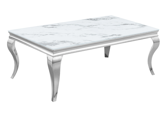 Table basse rectangulaire marbre blanc argent – Neo