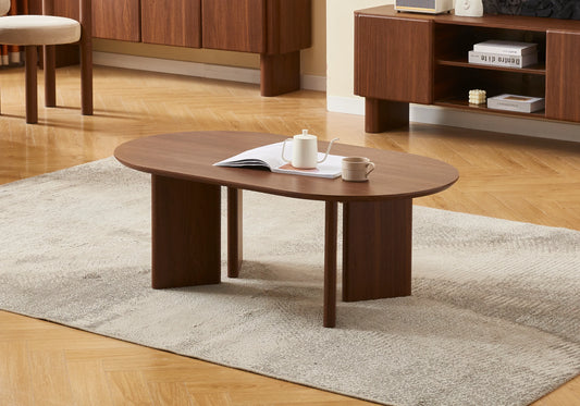 Table basse ovale noyer arrondie - LUMIO