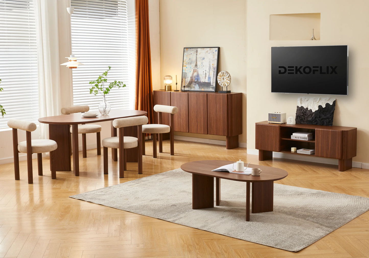 Table basse ovale noyer arrondie - LUMIO